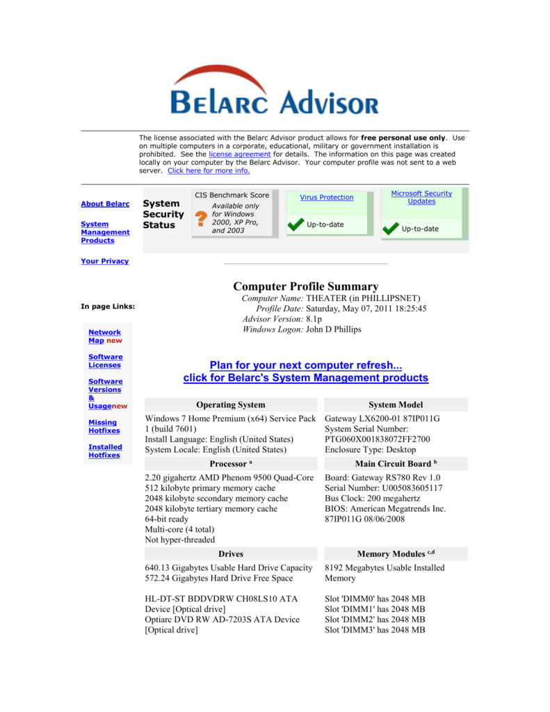 belarc advisor download for windows 7