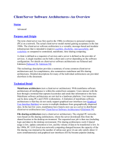 Client/Server Software Architectures--An Overview