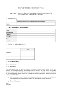 SERVICE TENDER SUBMISSION FORM Ref: MIS
