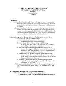 the documentary hypothesis - Evidence for Christianity