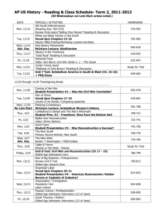 AP US History - Reading & Class Schedule- Winter 2011-2012