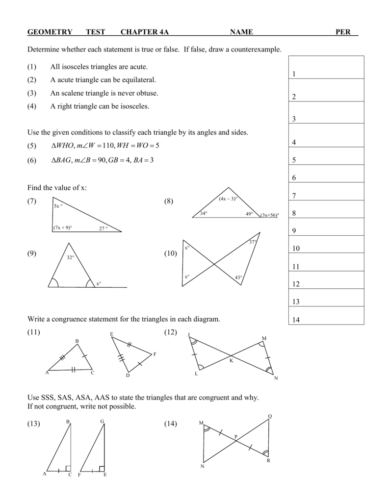 14 Chapter 4 Quiz 1 Geometry Answer Key CarysMadyson