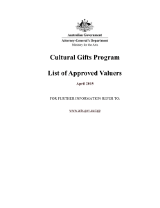 Cultural Gifts Program—List of approved valuers—February 2015