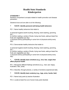Health Standards for Kindergarten