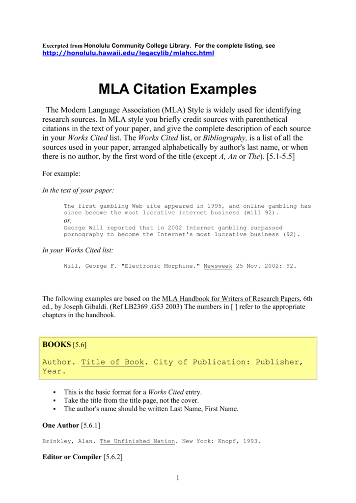 examples of citations in essays