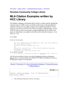 MLA Citation Examples written by HCC Library