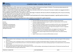 COWPER PUBLIC SCHOOL PLAN 2014 SCHOOL CONTEXT