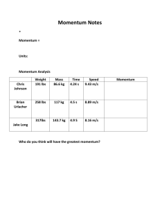 Momentum Notes * Momentum = Units: Momentum Analysis Weight