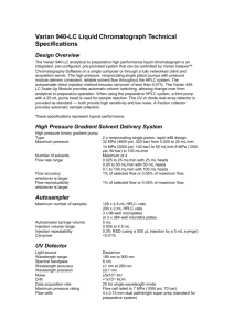 Varian 940-LC Liquid Chromatograph Technical Specifications