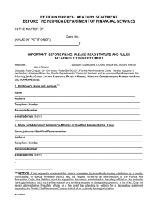 Declaratory Form - Florida Department of Financial Services