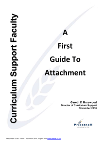 Curriculum Support Faculty A First Guide to Attachment Disorder