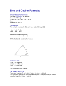 Sine and Cosine Formulae
