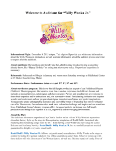 Welcome to Auditions for “Willy Wonka Jr.” Informational Night