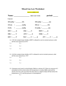 Mixed Gas Law Worksheet Answers available at end Name: (show