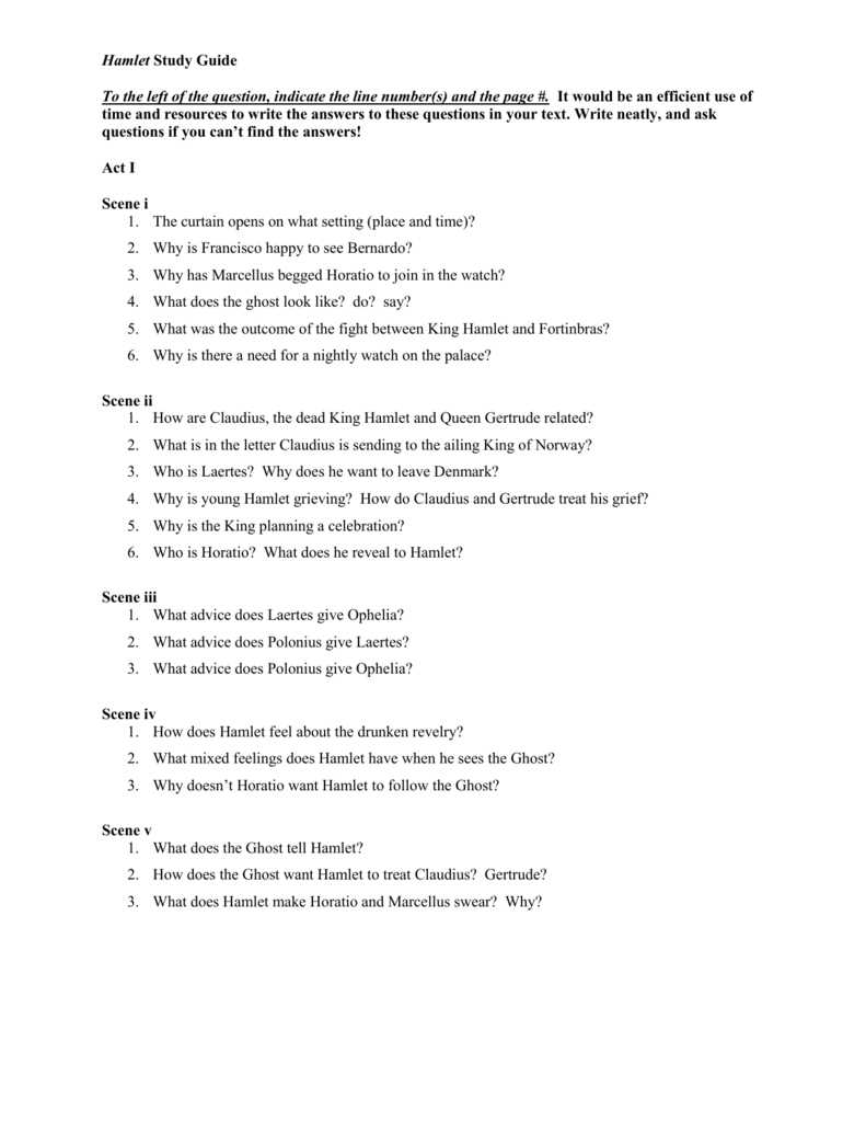 Hamlet Study Guide Hamlet Study Guide