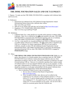 Sales and Use Tax Policy