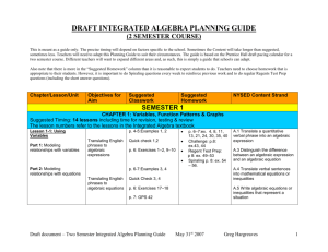 Two Semester Planning Guide