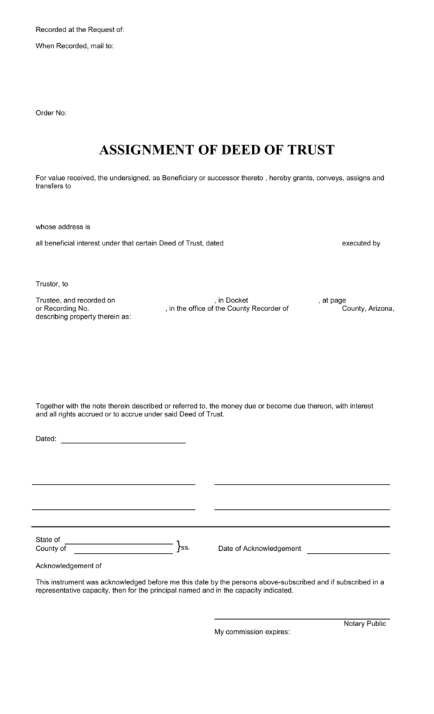 what does corporate assignment of deed of trust mean