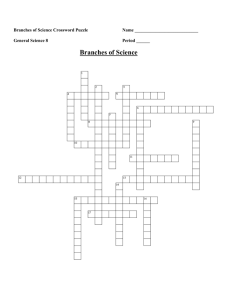 Branches of Science Crossword Puzzle