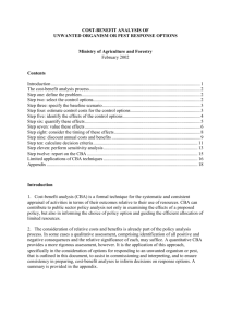 Cost-benefit analysis of unwanted organism or pest response options