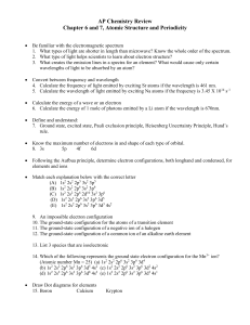 AP Chemistry Study Guide – Chapter 6 and 7, Atomic Structure and