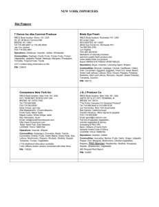 New York Importers - The National Agricultural Market Information