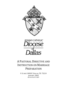 A Pastoral Directive and Instruction on Marriage Preparation P. O.