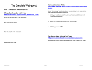 The Crucible WebQuest Assignment Sheet