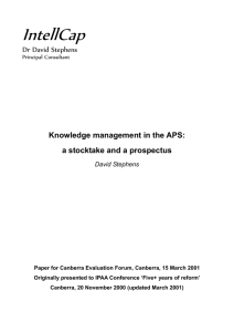 Knowledge Management in the APS: a Stocktake and a