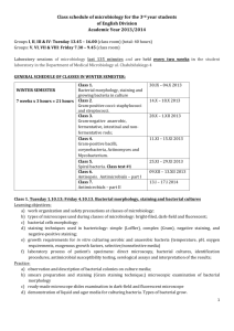 Class schedule of microbiology for the 3rd year students of English