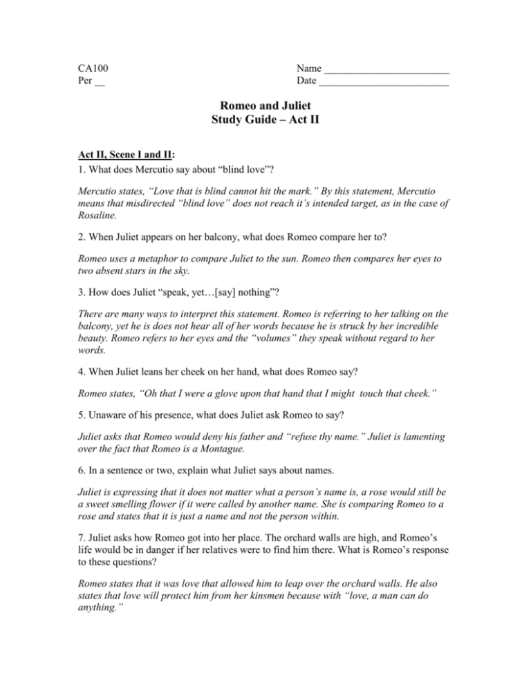  Study Guide Romeo And Juliet Answers ACT 5 Romeo And Juliet All
