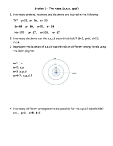 Station 1- The Atom (p,n,e, spdf) How many protons, neutrons and