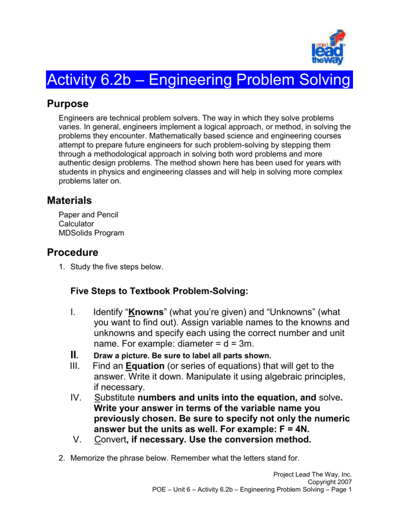 Activity 6 2b Engineering Problem Solving