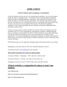 AFRICANISTS Area/Content and Language consultants As part of