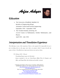 Click Here to Full CV of Arfan Achyar