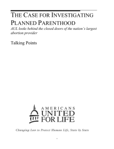 THE CASE FOR INVESTIGATING PLANNED PARENTHOOD