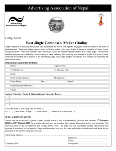 Entry Form Best Jingle Composer/ Maker (Radio) Jingle composer is