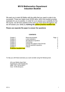 A Level Maths Summer Work 2015