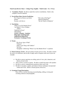 Review Sheet – College Prep