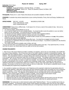 Physics 4C--Syllabus Spring, 1999