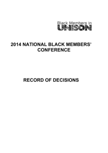 Record of decisions for the 2014 Black members conference