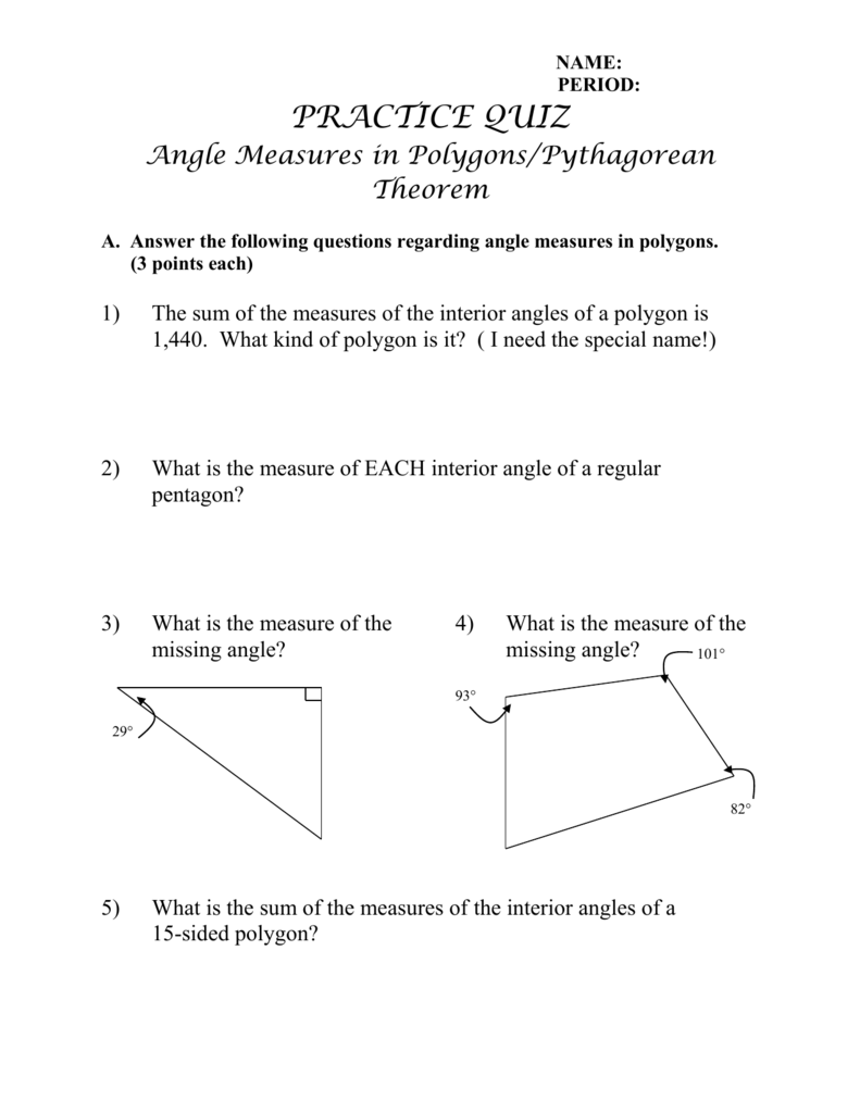 Angle Measures Pythagorean Theorem
