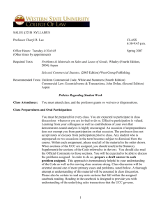 SALES §321B SYLLABUS Professor Cheryl R. Lee CLASS 6:30