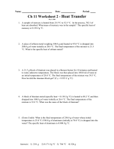 #4 Thermodynamic Calculations with Metals Worksheet