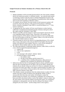 Three samples of attendance protocols for primary schools