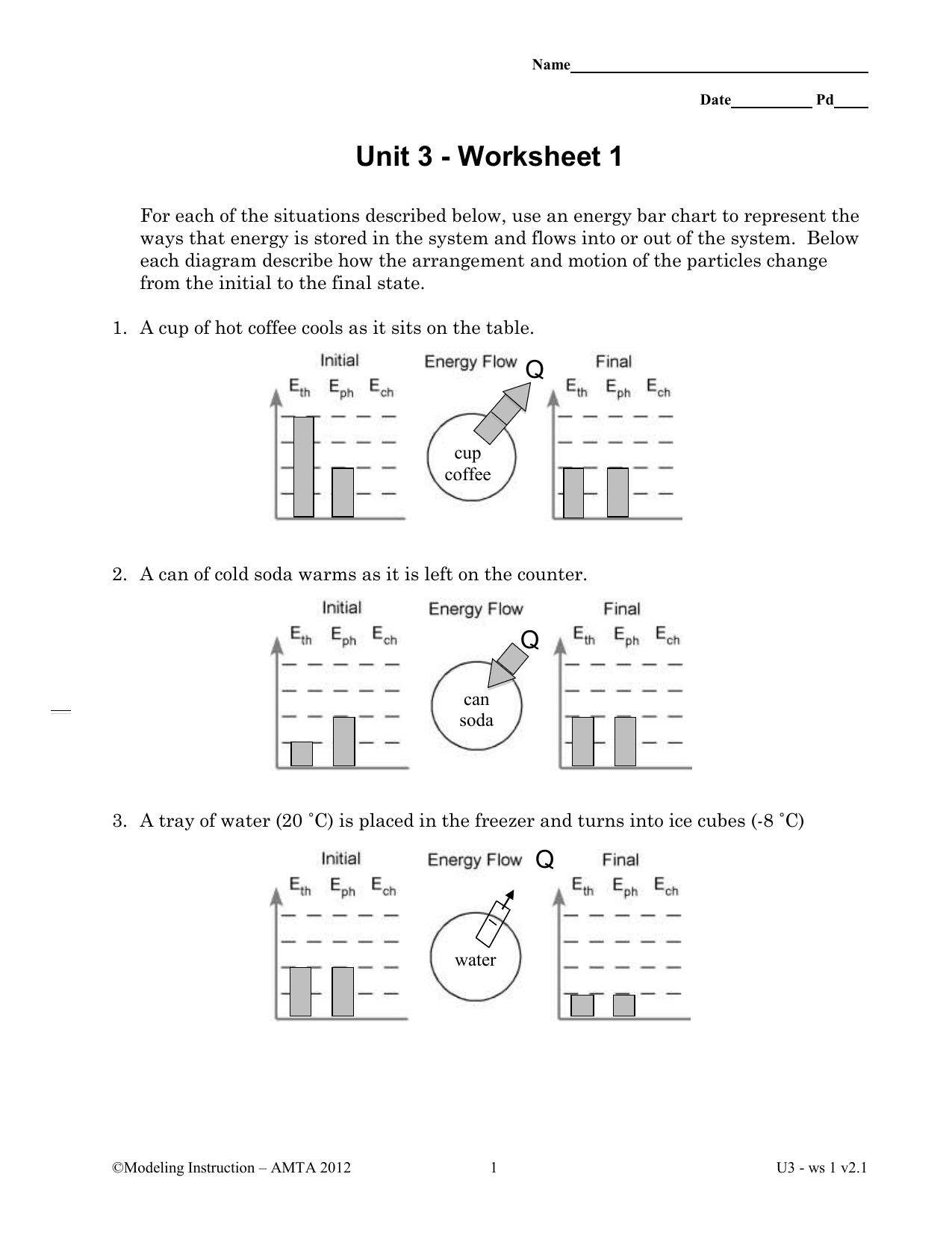 Work Energy Bar Charts Answers