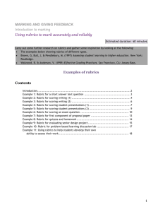 Example 1: Rubric for a short answer test question