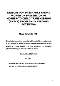 Reasons for pregnancy among women on PMTCT Program in Serowe