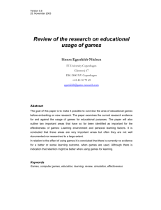 Reviewing the literature on simulations and games for learning