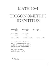 These identities are on the formula sheet